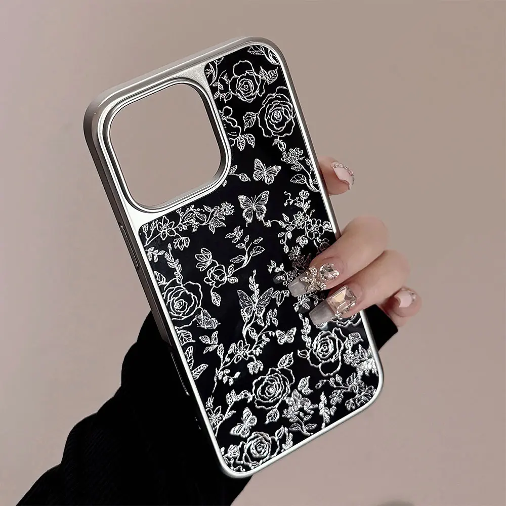 Acrylic Gold Gilding Silver Line-Art Florals & Butterflies phone case2.jpg