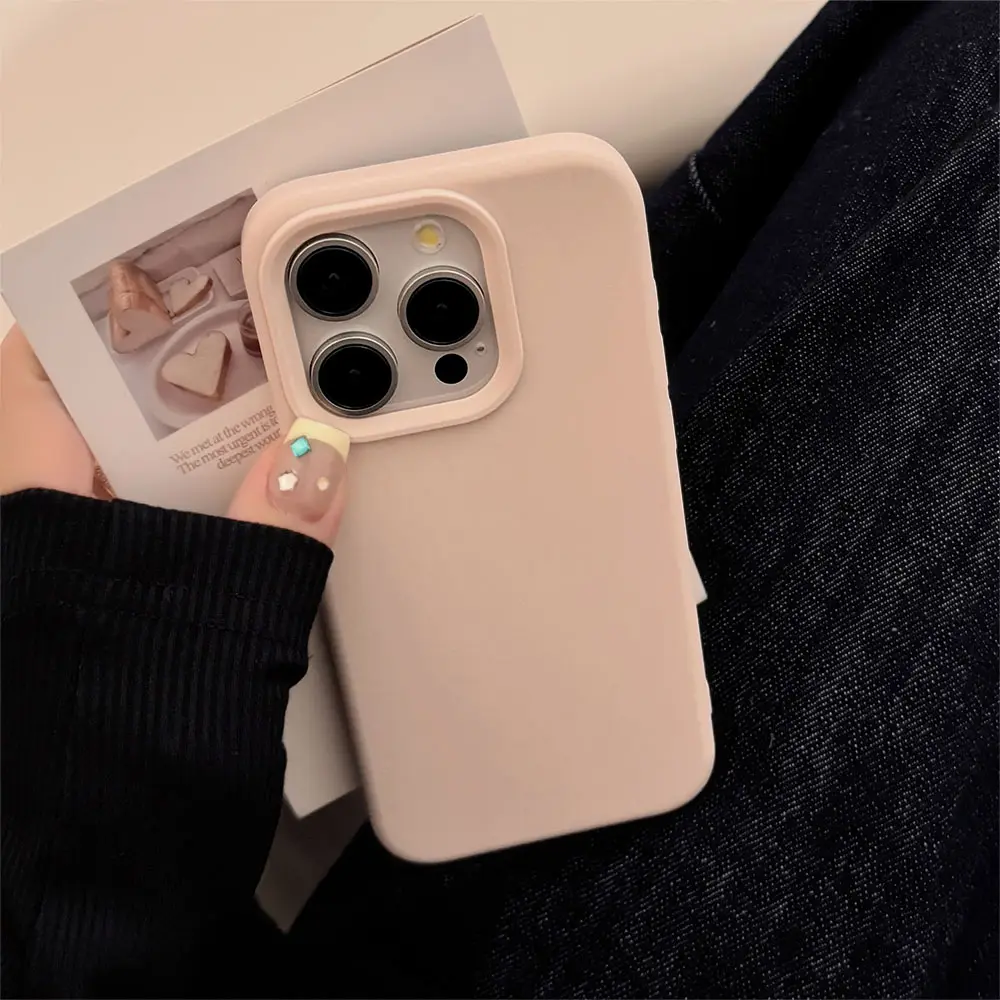 Solid color light pink phone case