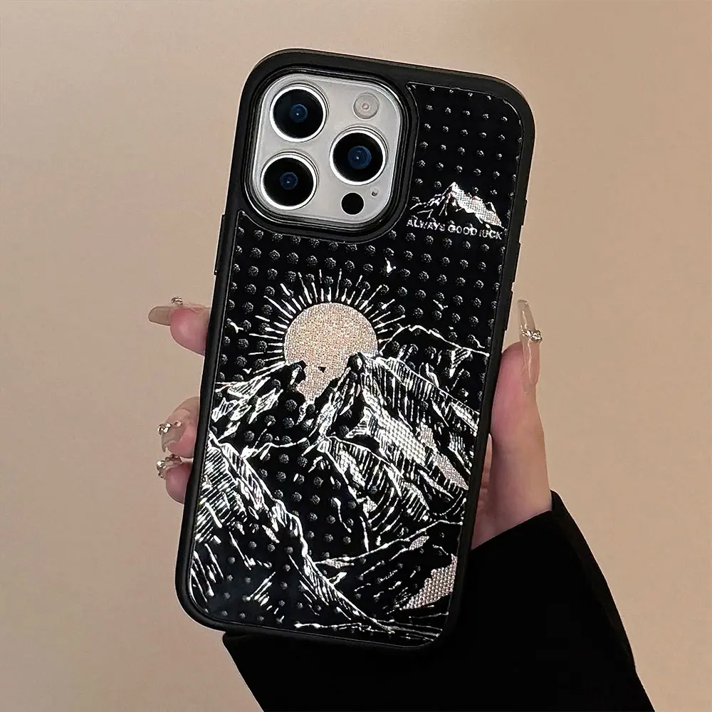 Gilded phone case suitable for Apple 15Promax protective case, iPhone 16 glass phone case (6).jpg