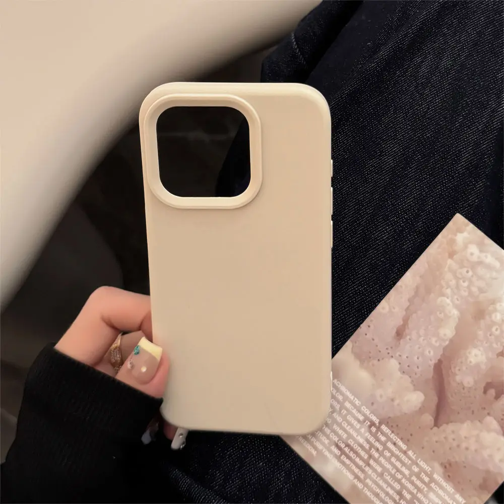 Solid color beige phone case