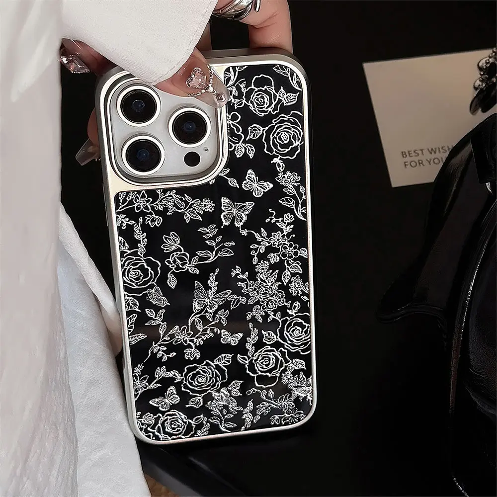 Acrylic Gold Gilding Silver Line-Art Florals & Butterflies phone case01.jpg