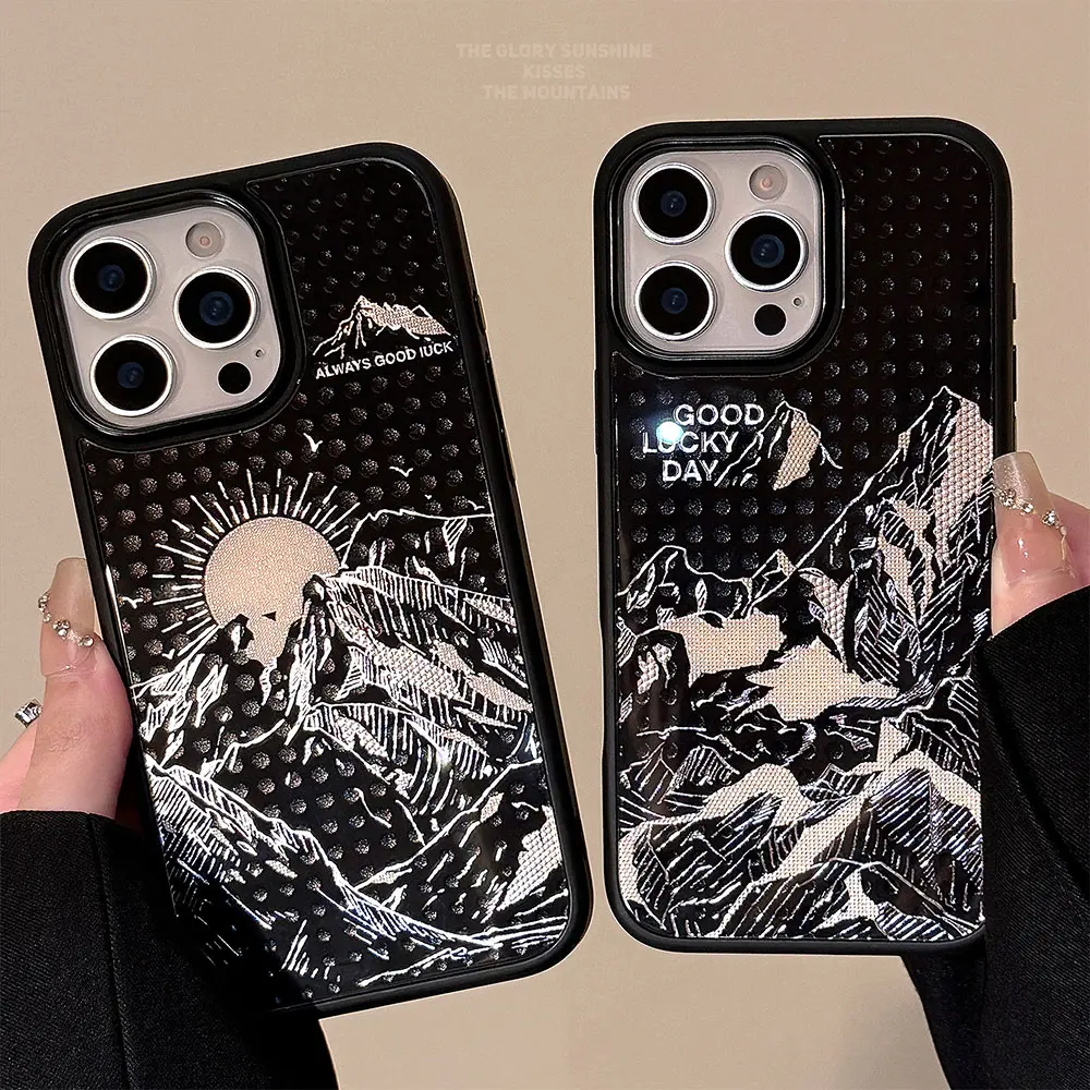 Gilded phone case suitable for Apple 15Promax protective case, iPhone 16 glass phone case (3).jpg