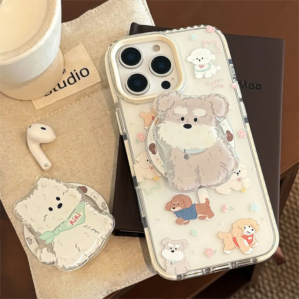 Dual TPU Magnetic White Edge Magnetic Cute Pup Pink & Blue Star phone case2.jpg