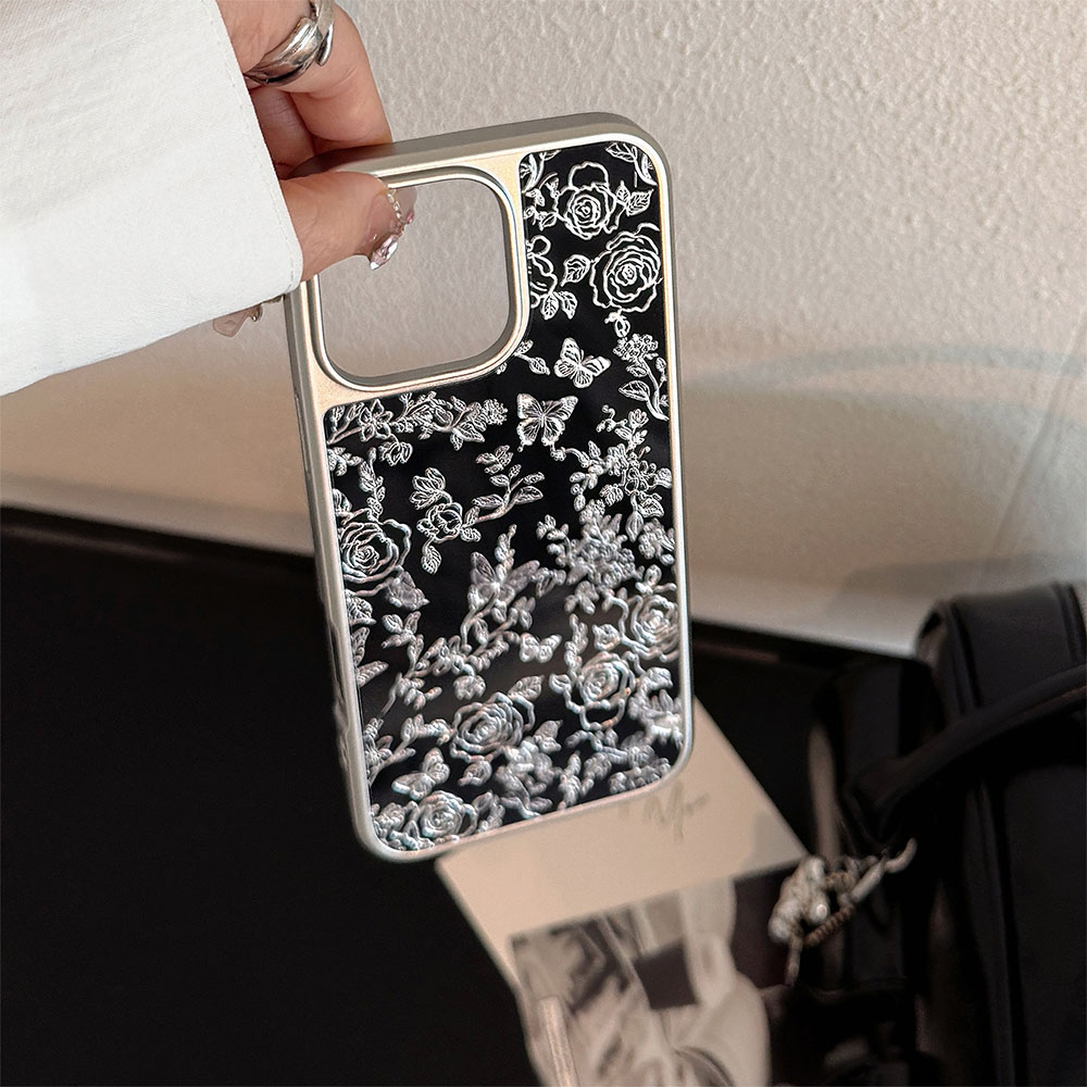Acrylic Gold Gilding Silver Line-Art Florals & Butterflies phone case6.jpg